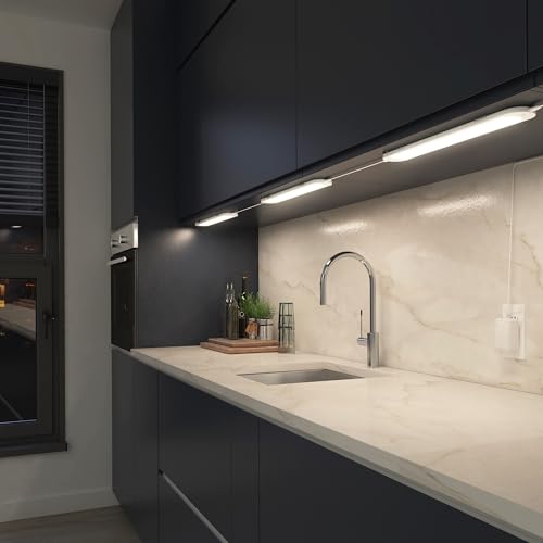 Image of artika RGB LED Under Cabinet Lighting Kit, 3 Ultra-Thin Panels with Motion Sensor, Remote Control, Adjustable Brightness & Color Temperature, Plug-in Cabinet Lights for Kitchen, Closet & Wardrobe