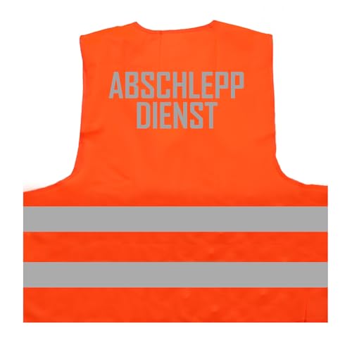 Abschleppdienst lustige Verkleidung Karneval Kostüm Warnweste BZW. Signalweste mit reflektierendem Aufdruck - Größe L/XL, Orange