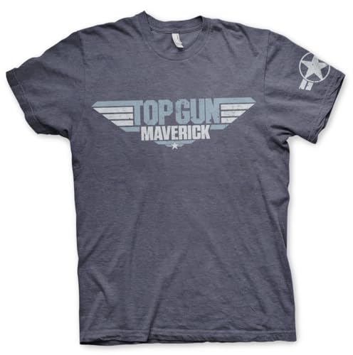 T-Shirt Top Gun: Maverick Distressed Logo Hommes Vêtement Cinéma Vintage