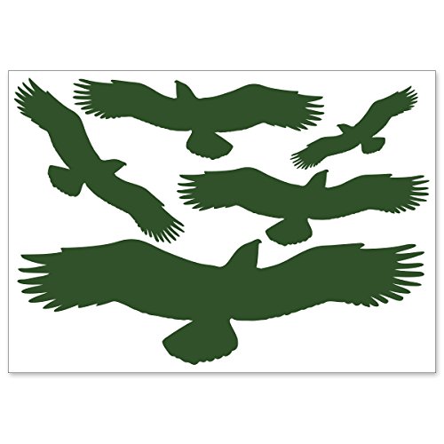 Wandkings Protección contra Aves y protección para Las Ventanas, 5 Pegatinas, protección contra colisiones con Aves, Verde Oscuro