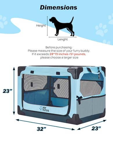 image for JOYTUTUS Collapsible Dog Crate, 32 Inch Portable Pet Crate for Car, Tr