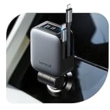 【Max 45W - Charge Rapide】Lamicall nouveau chargeur voiture intègre un câble rétractable Type C, prend en charge les voitures 12V (jusqu’à 36W) et les camions/bus 24V (jusqu’à 45W), s’adaptant ainsi facilement aux différents véhicules. Il supporte les protocoles de charge rapide PD3.0/PPS/QC. Pour l’iPhone 17 Pro, il atteint 70% de charge en une demi-heure. Par rapport au modèle 30W de la génération précédente, la puissance de sortie a augmenté de 20%, rendant la charge en voiture plus efficace.