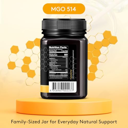 Nature’s Gold Raw Manuka Honey, Certified MGO 514+ | Authentic MGO, Australian Honey, Non-GMO, 100% Pure Genuine Traceable from Hive to Home (17.6oz) — view 3