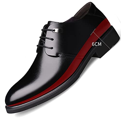 Battle Men Men's Height Increasing Elevator Shoes -2.4 Inches Taller Formal Dress Shoes Genuine Leather Pointed Toe Block Heel Solid Color Formal Men