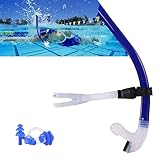 Swim Snorkel for Lap Swimming，No Loud gurgling Noise No Hurt Forehead No Slip Swimming Snorkeling Training for Adult/Kid/Youth,Swimmer Snorkle Center Mount Snorkel One-Way Purge Valve