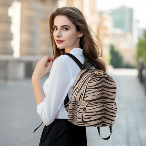 Image of ALAZA Tiger Print Animal Stripe Mini Backpack Purse for Women Travel Bag Fashion Daypack Back Pack Shoulder Bag