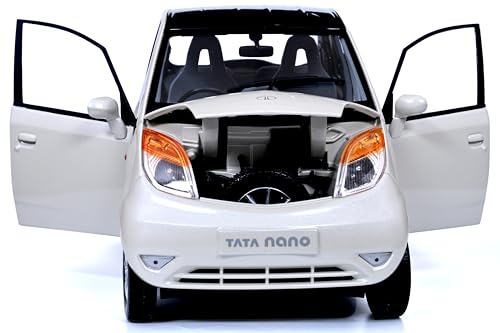 Image of Official Tata-Nano-Die-cast 1 /18 Scale Model Toy Car | Free Wheel (Not Pull Back) - for Boys and Girls Above 3 Years (Nano, White)