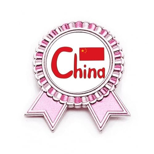 Broche drapeau chinois en métal rouge - Médaille de prix M