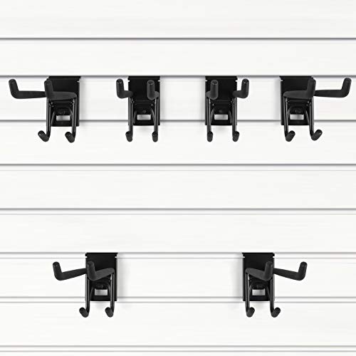 Odoland 4 Ski Slatwall Hooks Wall Storage Rack with 4 Ski Strap Carrier, 2 Pairs of Snowboard Rack Wall Mount, Home and Garage Heavy Duty Storage Hanger