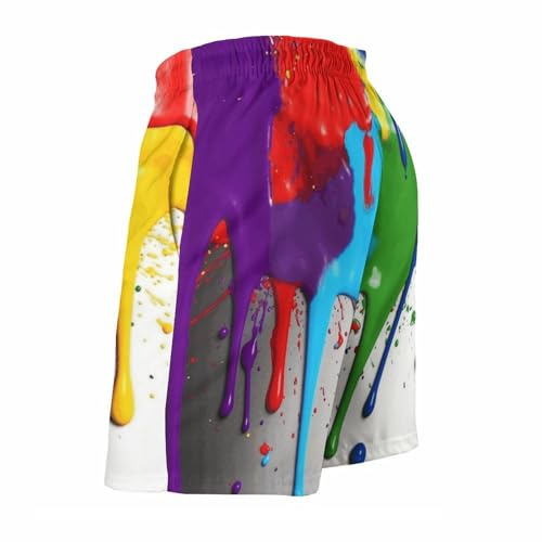 Mens Swim Trunks with Mesh Lining Paint Splatter Backdrop Beach Shorts Quick Dry Drawstring Board Shorts with Pocket4