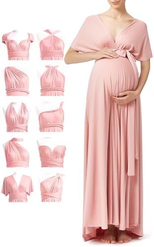 72styles Umstandskleid Infinity Kleid Maxi Multi-Way für Babyparty & Feiern | Dehnbares Wickel- und Schwangerschaftskleid: bequem, figurumschmeichelnd. Ideal für Schwangerschaft, W