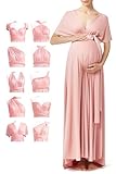 Infinity Maternity Wedding Guest Dress - Convertible Wrap Elegant Maxi Plus Size for Formal Gown, Baby Shower, Photoshoots Dusty Rose