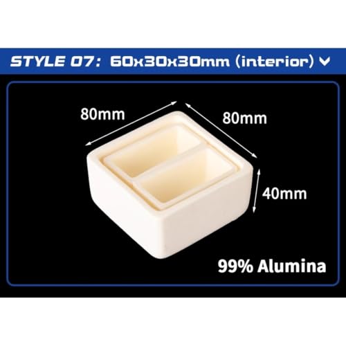 Zestaw wysokotemperaturowych tygli z tlenku glinu, 50–100 mm, formy laboratoryjne do analizy spalania, 90 x 65 x 30 mm, odporne na wysokie temperatury, idealne do eksperymentów naukowych