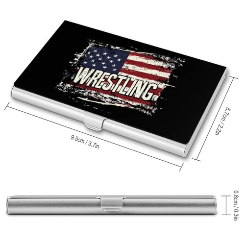 Vintage Wrestling U.S.A Flag Business Card Holder Slim Credit Case Pocket Name Case Wallet for Men Women2