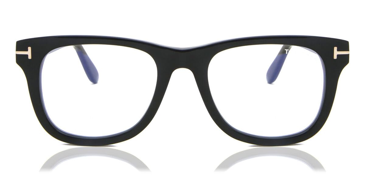 Tom Ford Eyeglasses FT 5820 -B 001 Shiny Black,t Logo/Blue Block Lenses