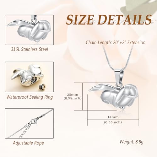Bunny Rabbit Urn Pendant Necklace - Stainless Steel Cremation Ashes Jewelry for Pets Keepsake Memorial Ashes Locket2
