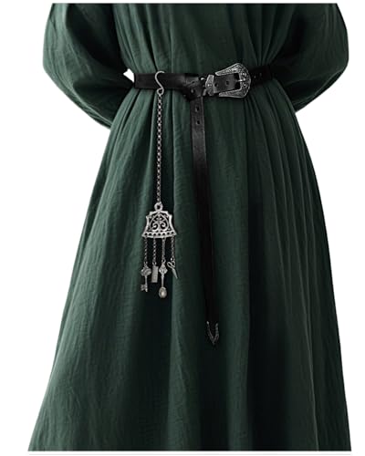 Joukavor Medieval Leather Belt with Chatelaine Tools Clip Renaissance Accessories Set
