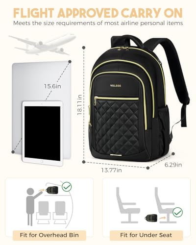 Laptop Backpack for Women - 15.6 Inch Carry On Travel Backpacks with USB Charging Hole Water Resistant Computer Bag Back Pack Casual Daypack for College Work Nurse Teacher Black3