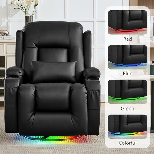 Sillón reclinable negro de cuero sintético miniatura 6