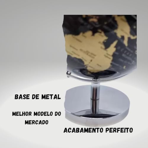 Globo Terrestre Decorativo Preto Luxo Metal Decoração Mesa Presente