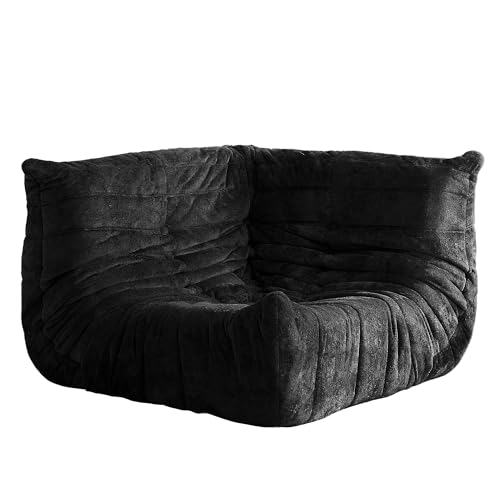 Image of Bean Bag Chair, Memory Foam Bean Bag Chairs for Adults, Fireside Corner Chair Lazy Floor Corner Sofa for Living Room, Bedroom, Dorm, Office(Black)
