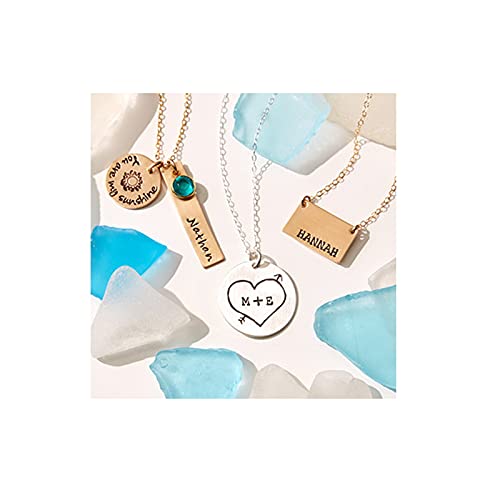 By Hannah Design Sterling Silver Tiny Initial Personalized Necklace with Birthstone Crystal4