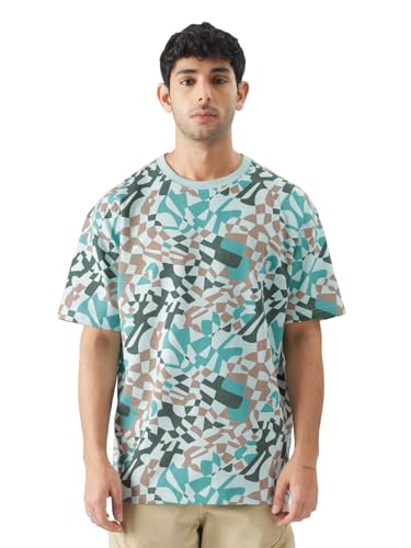 The Souled Store Blue Ripples Men and Boys Round Neck Short Sleeve All Over Print Cotton Oversized Fit T-Shirts The Souled Store Blue Ripples Men and Boys Round Neck Short Sleeve All Over Print Cotton Oversized Fit T-Shirts