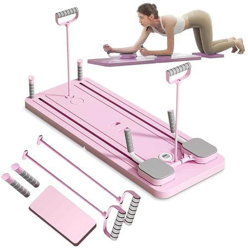 Pilates Reformer Compact, 4-in-1 pilates, opvouwbaar, push-up-buikwiel stuitert automatisch timer, buikplank, pilates, multifunctioneel, voor thuis en in de sportschool