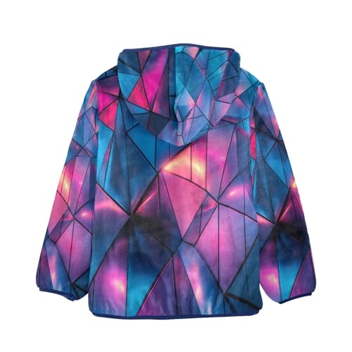 Geometric Triangles Toddler Fleece Jacket Girl Boys Hooded Fleece Jacket Coat Warm Outwear Zip-up 3-10T2