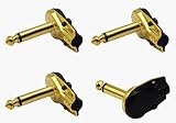 zdyCGTime DIY 6.35MM 1/4" Mono Male 90 Degree Right Angle Pancake Style Plugs Connectors for Speaker
