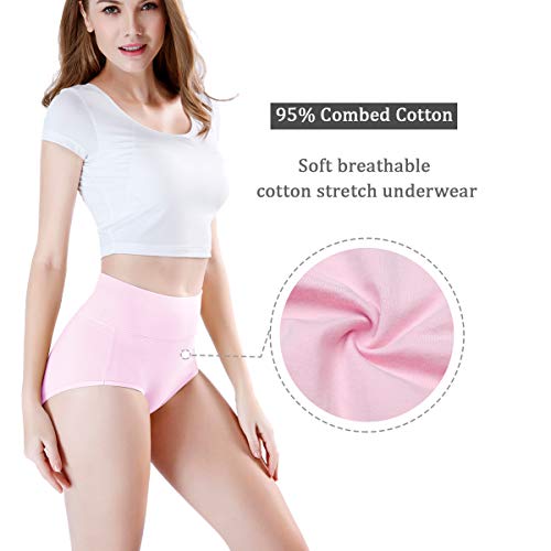 Image of wirarpa Women's Cotton Underwear High Waist Full Coverage Brief Panty Multipack
