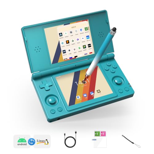 Image of Anbernic RG DS Dual System Handheld Game Console 32GB TF Card Preloaded, Android 14 + Linux Retro Gaming Console, Dual Screen 4 inch IPS Display, WiFi Bluetooth, Portable Emulator Console (Turquoise Blue)
