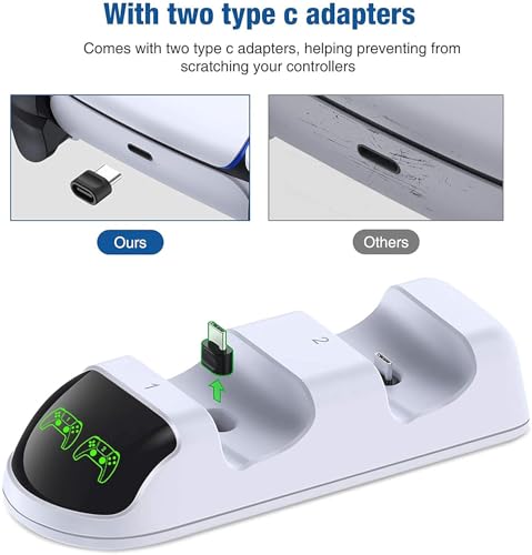 Image of PSS PS5 Controller Charging Station, 3H Fast USB PS5 Controller Charger, Play /Station 5 Controller Charger Station, Dual Charging Dock for Sony PS5 with USB Charging Cable,White