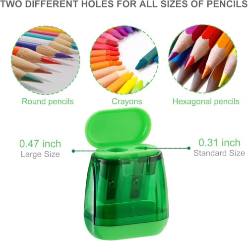 Dual Hole Manual Pencil Sharpener with Shaving Container,Compact, Portable, Minimalist Design, Plastic Body, Student Stationery, Children's Pencil Sharpener, Office Stationery, Art Student Specific - Image 4