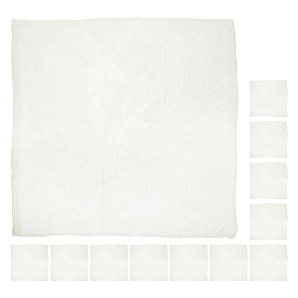 Luxshiny 12pcs Cotton Tofu Straining Cloth Food-grade High Density Fabric for Soybean and Cheese Lock Edge Design Reusable Filtering Cloth for Cooking and Crafts
