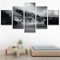 SIGNWIN 5 Panel Canvas Wall Art Skyline Sunset for Home Decorations Ready to Hang - 60