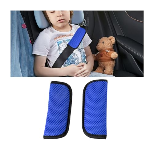 JNNJ 2 Piezas Almohadillas Cinturon Coche, Piezas Almohadillas Protectoras Para Cinturón De Seguridad, Universal y Versátil Funda Cinturon Coche, para Adulto Niños, Protegen Hombro Cuello(Azul)