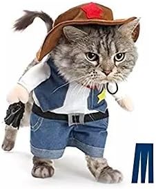 Pet Dog Cat Halloween Costumes The Cowboy for Party Christmas Events Costume Uniform with Hat Funny Pet Outfit Clothing for Dog cat (L)