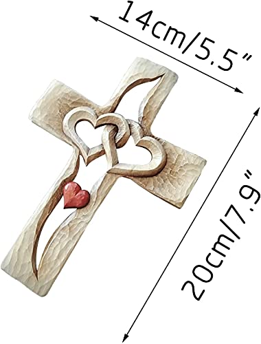 Gesneden kruis verweven hart, hars kruis gesneden antiek ontwerp, en familieleden in de naam van liefde en hoop, voor muur opknoping huis woonkamer decor - Image 3