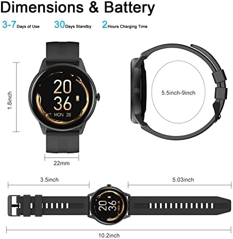 Lytimes Smart Watch, Fitness Tracker with Heart Rate, Blood Oxygen and Sleep Monitor, Sports Watch with Message Notification, IP68 Waterproof, Full Touch Step Counter for Women Men for Android iPhone
