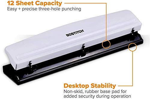 Count Office HP12 3 Hole Punch, 12 Sheet Capacity, Metal, White