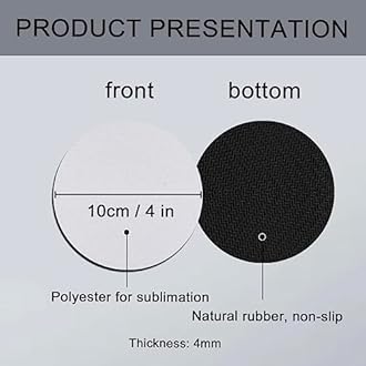 50 PCS Sublimation Blank Cup Coasters Bulk, 4x4 Inch Round Blank Cup Mat Rubber for Sublimation Transfer Heat Press Printing DIY Crafts