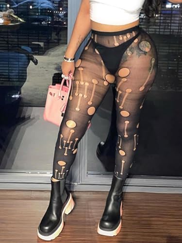 Women's Sheer Tight Patterned Fishnet Stockings Black Mesh Leggings Sexy And Fashion In Cocktail Party3
