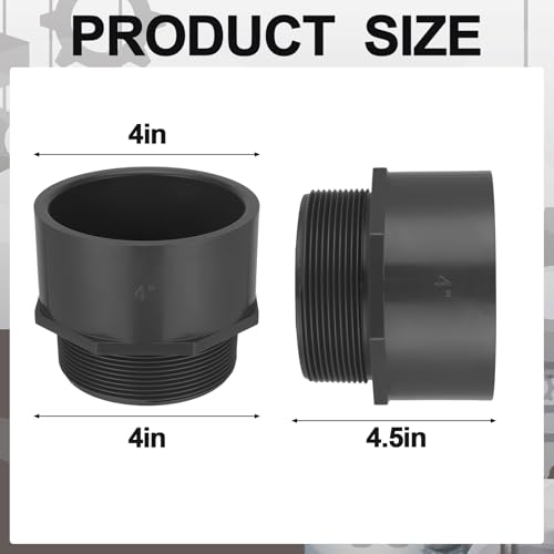 Image of 4 Pcs 4 Inch PVC Pipe Fitting Male Adapter Schedule 80 Socket x NPT Compatible with 836 Series Heavy Duty Industrial Grade Corrosion Resistant Plumbing Irrigation Connector for Water