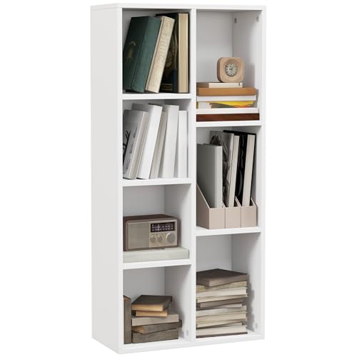 HOMCOM Mobile Libreria a Cubi con 7 Ripiani di Diverse Dimensioni, Libreria Scaffale Moderna in Legno, 50x24x106 cm,...
