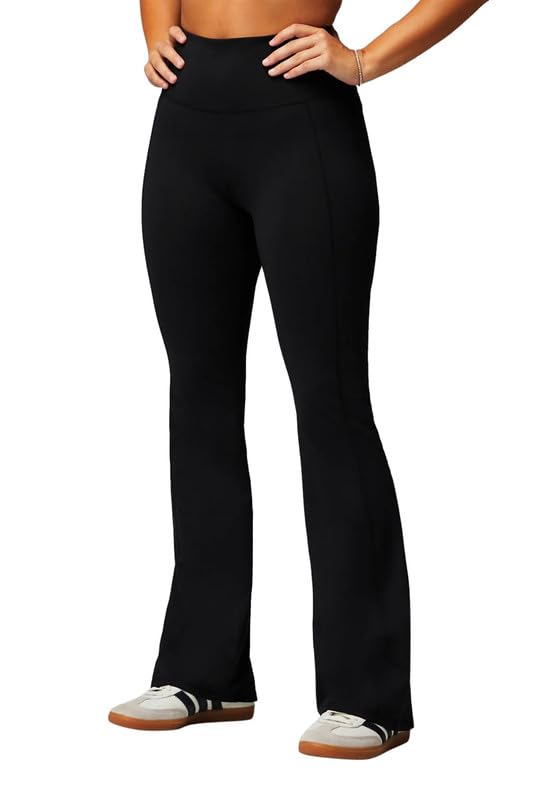 Fabletics Women's Oasis Pureluxe High-Waisted Kick Flare, Light Compression, Buttery Soft, XS, Black