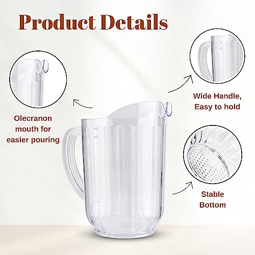 HOMESHOPA Plastic Pitcher, Clear Plastic Reusable Water Jug, 1.8 Litre Durable Multi-Use Cocktail Pitchers - Image 3