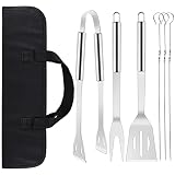 Grillbesteck Set-Werkzeug-Set, BBQ Grill-Tools Set, Grillgabel, Grillklammern, Spatel, Grillstäbchen, Edelstahl BBQ Grillen Kochwerkzeug mit Tragetasche für Camping