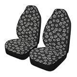 YINGQIGUAN 2 PCS Paw Print Car Seat Covers Abstract Cat or Dog Footprints Gray Paws Cute Animal Claws Vehicle Seat Protector Cushion Cover Universal Car Interior Accessories for SUV Truck Sedan