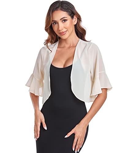 Shrugs for Women Chiffon Bolero Shrug Short Sleeve Open Front Summer Cropped Cardigan for Dresses2